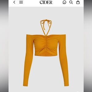 CIDER Ruched Rib Halter Top